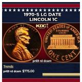 1970-s Lg Date Proof Lincoln Cent 1c pr69 rd dcam