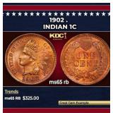 1902 Indian Cent . 1c Grades ms65 rb