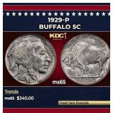 1929-p Buffalo Nickel 5c Grades ms65