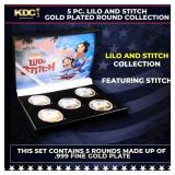 5 Coin Lilo and Stitch Gold Plated Round Collectio