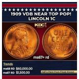 1909 VDB Lincoln Cent Near Top Pop! 1c ms67+ rd SE