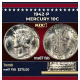 1942-p Mercury Dime 10c ms67 fsb SEGS