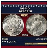 1934-d Peace Dollar $1 ms65 SEGS