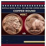 Buffalo Nickel Style - 1oz .999 Fine Copper Round