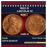 1922-d Lincoln Cent 1c ms65 rd SEGS