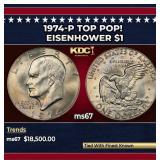 1974-p Eisenhower Dollar TOP POP! $1 ms67 SEGS