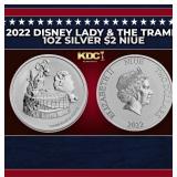 2022 Disney Lady & The Tramp 1oz Silver $2 Niue Gr