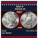 1934-p Peace Dollar $1 Grades ms64
