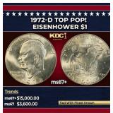 1972-d Eisenhower Dollar TOP POP! $1 ms67+ SEGS