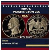 1994-s Proof Washington Quarter 25c pr70 dcam SEGS