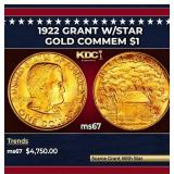 1922 Grant w/Star Gold Commem Dollar 1 ms67 SEGS