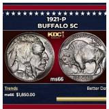 1921-p Buffalo Nickel 5c ms66 SEGS
