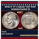 1976-p Ty 2 Eisenhower Dollar Near Top Pop $1 ms67