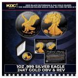 2025 Black Ruthenium & 24K Gold Gilded 1oz America