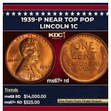 1939-p Lincoln Cent Near Top Pop 1c ms67+ rd SEGS