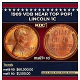 1909 VDB Lincoln Cent Near Top Pop! 1c ms67+ rd SE