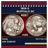 1919-s Buffalo Nickel 5c ms63 USCG