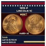 1919-p Lincoln Cent 1c ms66+ rd SEGS