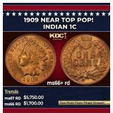 1909 Indian Cent Near Top Pop! 1c ms66+ rd SEGS