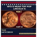 1973-d Lincoln Cent Near Top Pop 1c ms67 rd SEGS