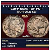 1930-p Buffalo Nickel Near Top Pop 5c ms66+ SEGS