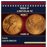 1920-p Lincoln Cent 1c Grades ms66 rd