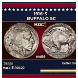 1916-s Buffalo Nickel 5c ms64 SEGS