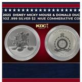 2023  Disney Micky Mouse & Donald Duck 1oz .999 Si