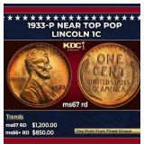 1933-p Lincoln Cent Near Top Pop 1c ms67 rd SEGS