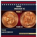 1906 Indian Cent . 1c Grades ms65 rd