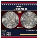 1891-p Morgan Dollar $1 Grades Select+ Unc