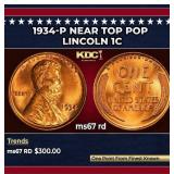 1934-p Lincoln Cent Near Top Pop 1c ms67 rd SEGS