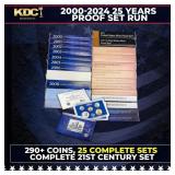 2000-2024 25 Proof Set Run - 292 Coins, 25 Complet