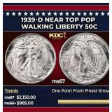 1939-d Walking Liberty Half Dollar Near Top Pop 50