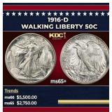 1916-d Walking Liberty Half Dollar 50c ms65+ SEGS