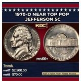 1970-d Jefferson Nickel Near Top Pop 5c ms66+ SEGS