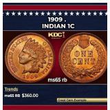 1909 Indian Cent . 1c Grades ms65 rb