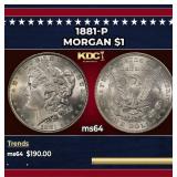 1881-p Morgan Dollar $1 Grades Choice Unc