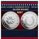Lucky Clover & Horseshoe Style - 1 oz Silver Round