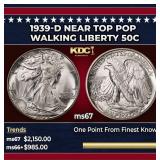 1939-d Walking Liberty Half Dollar Near Top Pop 50