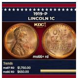 1919-p Lincoln Cent 1c ms66+ rd SEGS