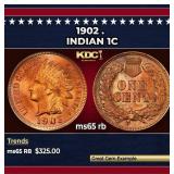 1902 Indian Cent . 1c Grades ms65 rb