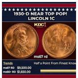 1930-d Lincoln Cent Near Top Pop! 1c ms67 rd SEGS