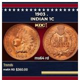 1903 Indian Cent . 1c Grades ms64 rd