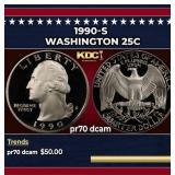 1990-s Proof Washington Quarter 25c pr70 dcam SEGS