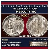1942-p Mercury Dime TOP POP! 10c ms68+ FSB SEGS
