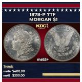1878-p 7tf Morgan Dollar $1 Grades Select+ Unc