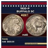 1920-p Buffalo Nickel 5c Grades ms65