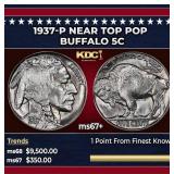 1937-p Buffalo Nickel Near Top Pop 5c ms67+ SEGS