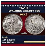 1945-p Walking Liberty Half Dollar 50c ms66+ SEGS